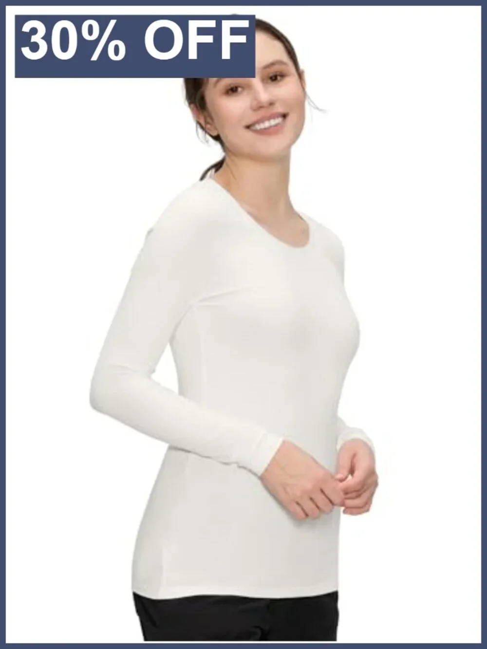 Women's Underscrub Long Sleeve Scoop Neck Slim Fit Polyester Spandex